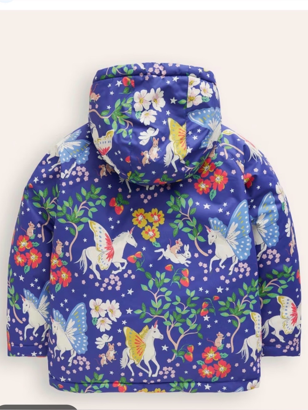 Mini Boden Navy Floral & Bird Hooded Jacket